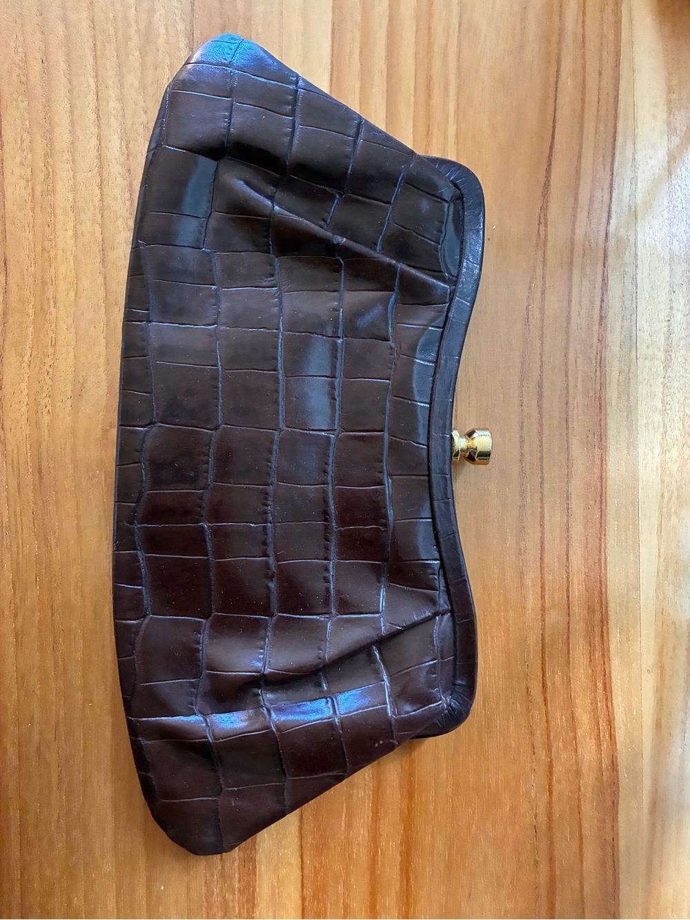 Banana Republic Brown Croc-Embossed Leather women’s Clutch